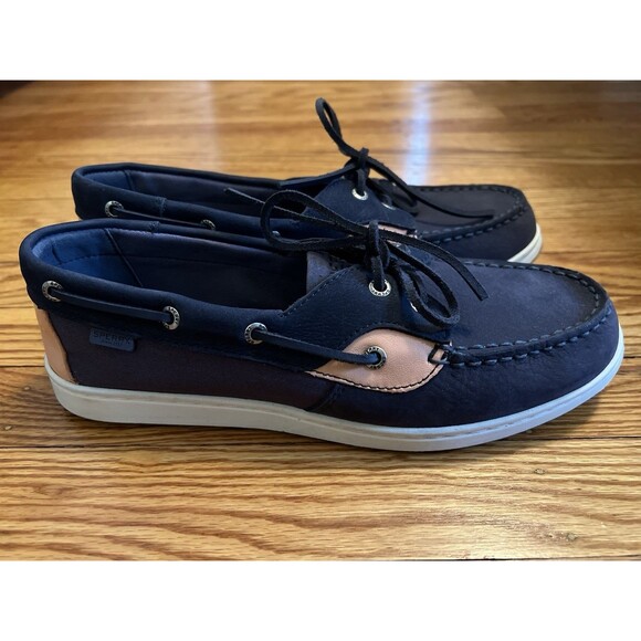 Sperry Women's Top-Sider Boat Shoes Embossed Collar Outsole Size 8.5 Navy Pink - Picture 5 of 11